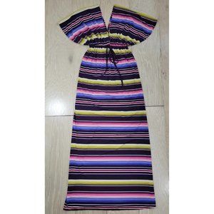 Elliot Mann Women's O/S Maxi Summer Dress Flowy Multicolor STRIPED Elastic